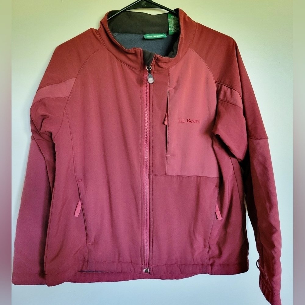 L.L. Bean Kids Soft Shell Fully Lined Rust Red Zip-up Jacket Size Large 14/16